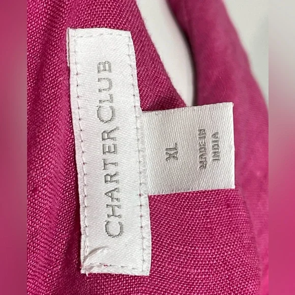 💯Linen Charter Club Fuchsia Button-Down Shirt - Picture 5 of 12